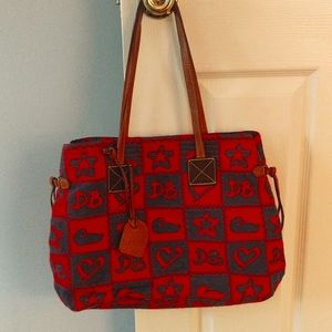 Dooney and Bourke navy blue and red Duck tote